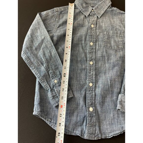 ~ Janie and Jack 6 Kids Cotton Chambray Shirt Long Sleeve Blue Button Up Boys ~ - Picture 4 of 9